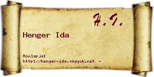 Henger Ida névjegykártya